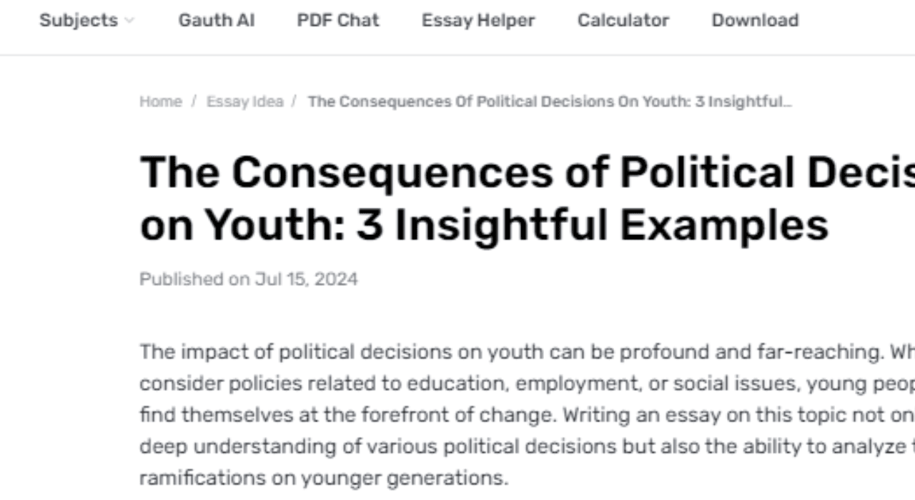 Why It Is Important To Write About the Impact Of Political Decisions On Youth
